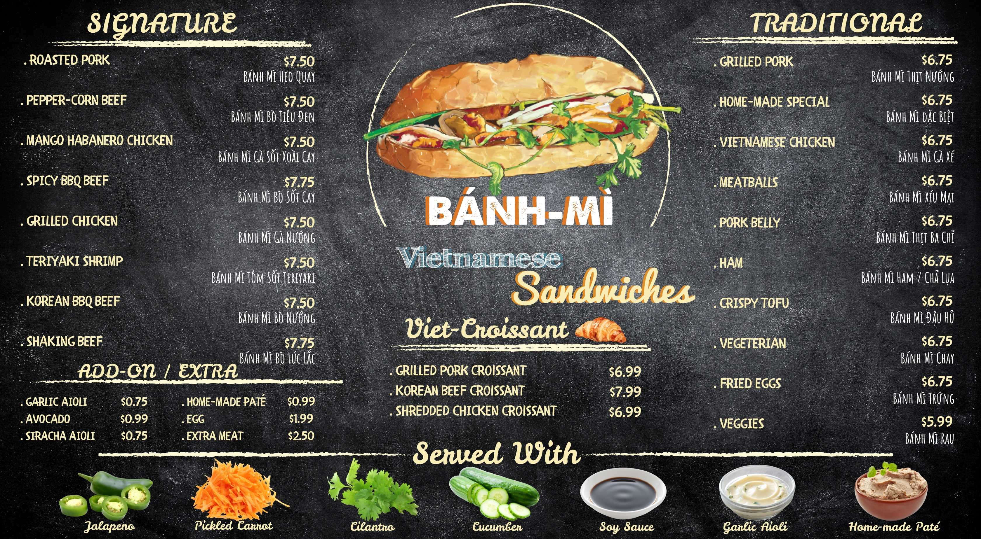 West Houston Vietnamese food banh mi sandwich with herbs and vegetables